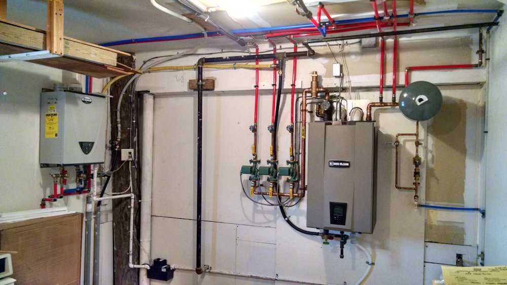 After Wall hung boiler and tankless water heater